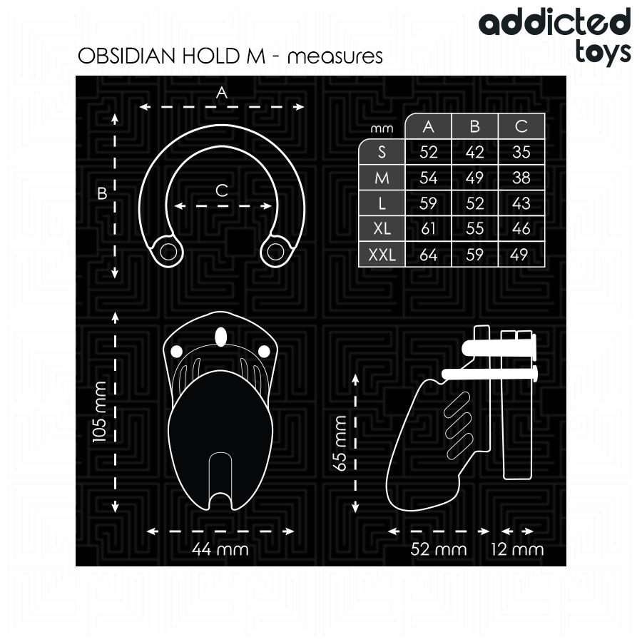 ADDICTED TOYS LOCKED - OBSIDIAN HOLD PENIS CAGE SIZE M - Imagem de 4