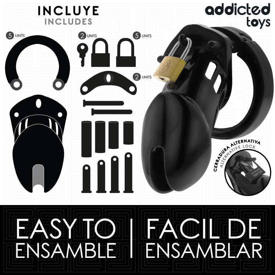 ADDICTED TOYS LOCKED - OBSIDIAN HOLD PENIS CAGE SIZE M - Imagem de 5