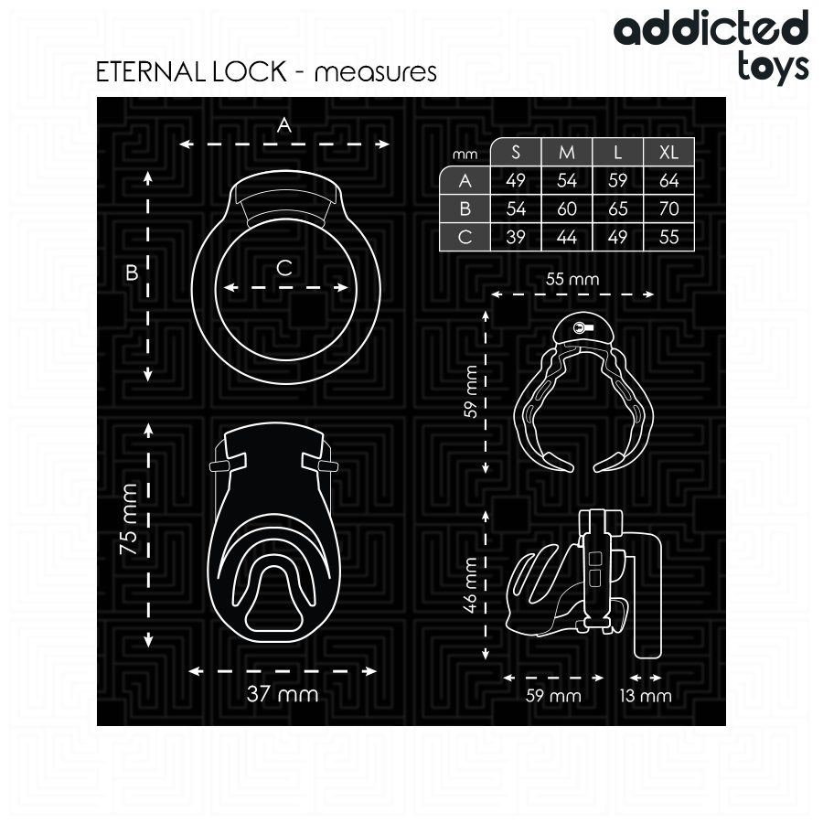 ADDICTED TOYS LOCKED - ETERNAL LOCK PENIS CAGE 9 CM - Imagem de 5