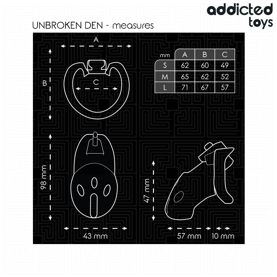 ADDICTED TOYS LOCKED - UNBROKEN DEN PENIS CAGE 9.8 CM - Imagem de 5