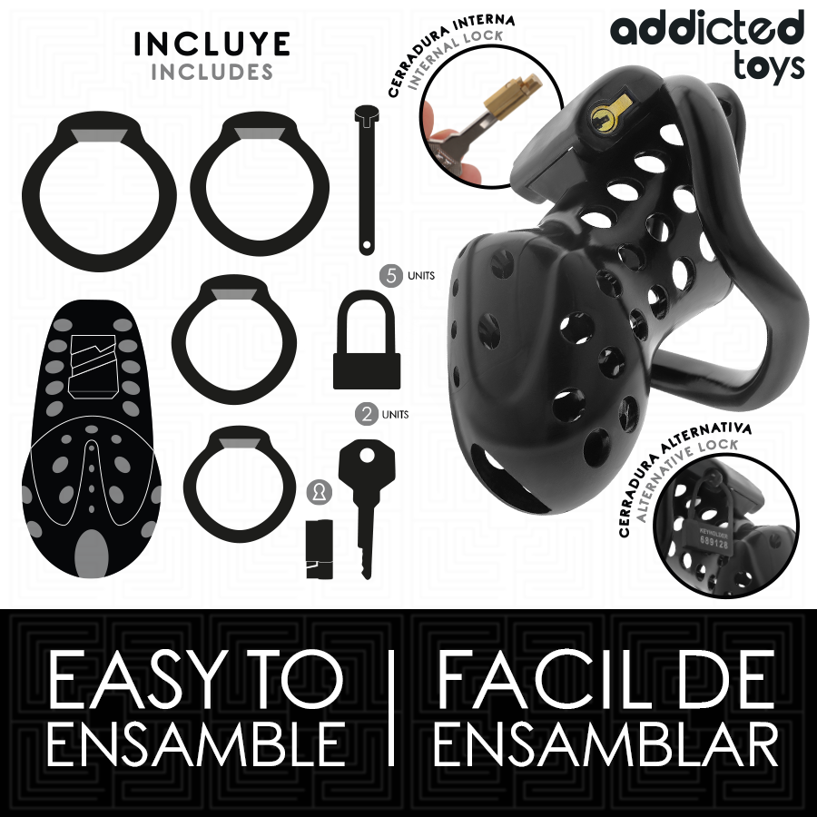 ADDICTED TOYS LOCKED - CHAINED HOLLOW PENIS CAGE 10.5 CM - Imagem de 4