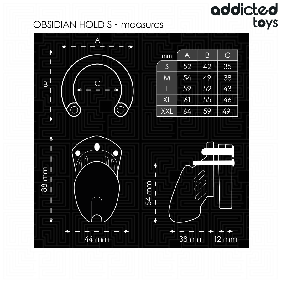 ADDICTED TOYS LOCKED - OBSIDIAN HOLD PENIS CAGE SIZE S - Imagem de 5