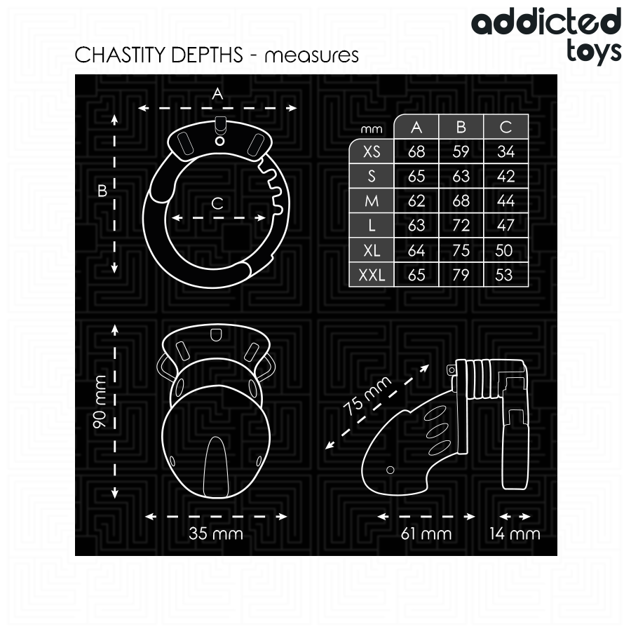 ADDICTED TOYS LOCKED - CHASTITY DEPTHS PENIS CAGE 7.5 CM - Imagem de 5