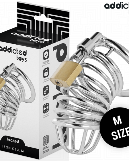 ADDICTED TOYS LOCKED - IRON CELL METAL PENIS CAGE SIZE M