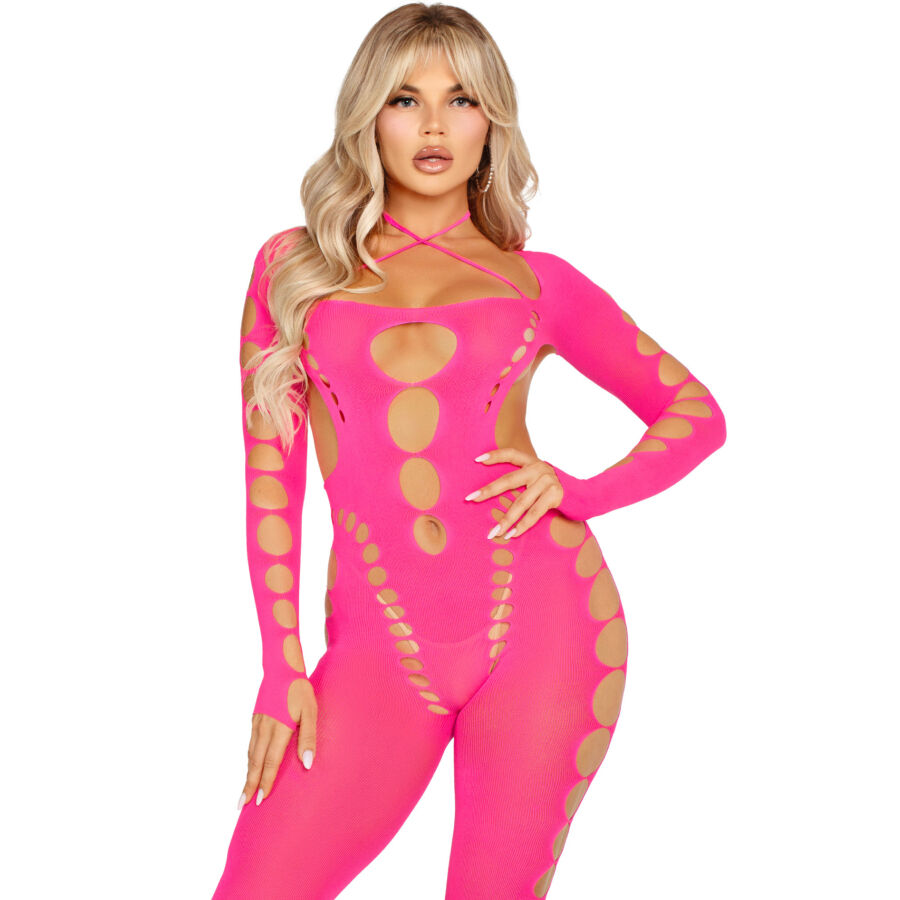 LEG AVENUE - PINK OPEN BACK BODYSTOCKING ONE SIZE - Imagem de 4