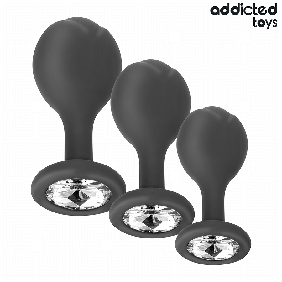 ADDICTED TOYS - SET OF 3 ANAL PLUG SILICONE WITH JEWEL - Imagem de 2