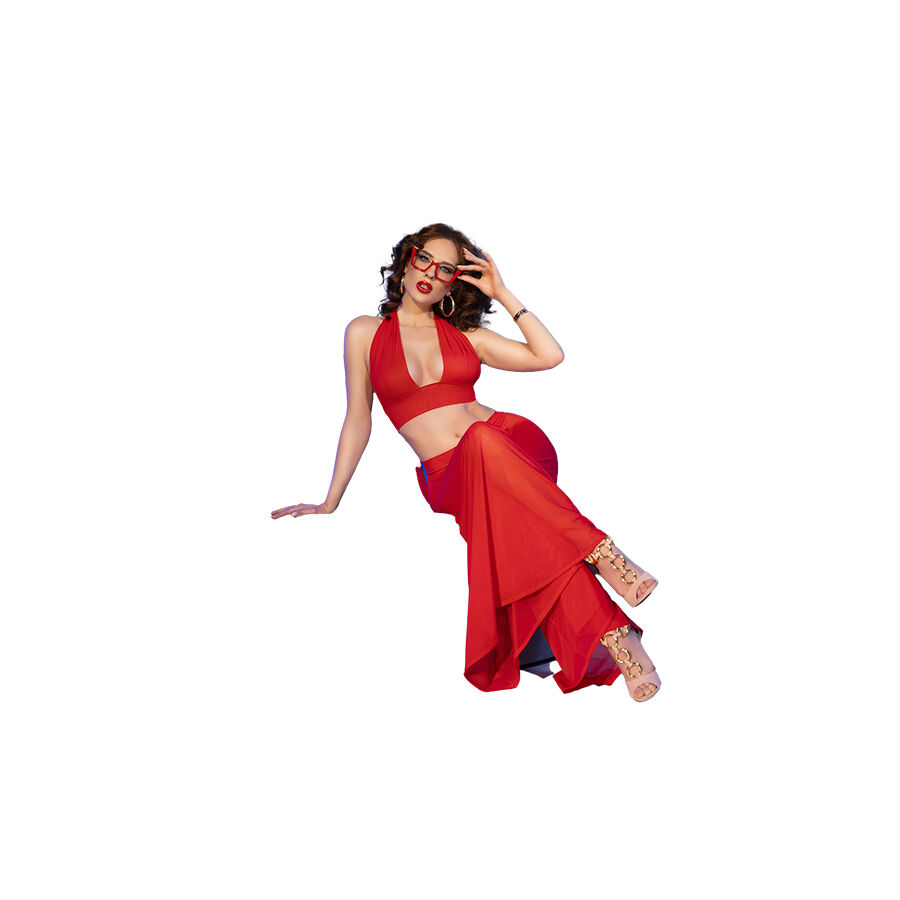 CHILIROSE - CR 4857 SET TOP Y PANTALONES ROJO TALLA S - Imagem de 4