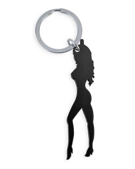 DIABLO PICANTE - KEYRING WITH FEMALE SILHOUETTE IN BLACK COLOR WITH BEER OPENER
