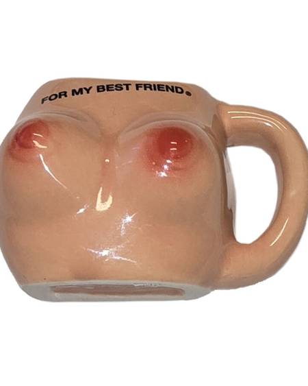 DIABLO PICANTE  BREAST MAGNET ON A CERAMIC MUG “FOR MY BEST FRIEND”