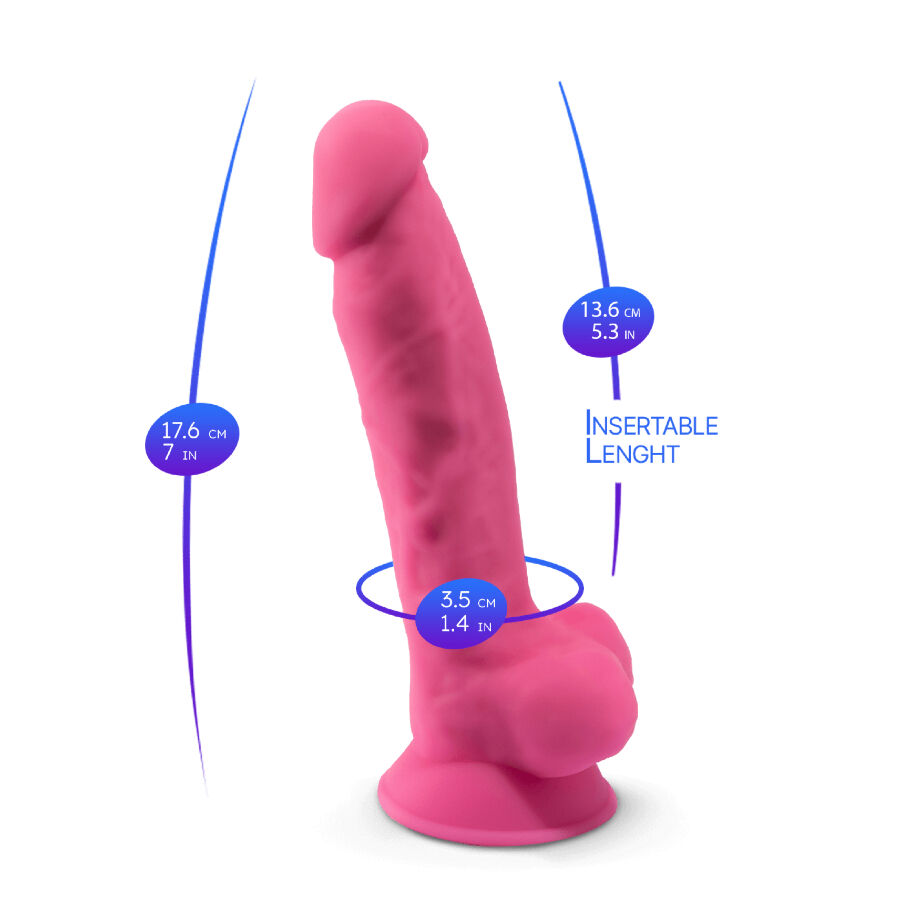SILEXD - MODEL 1 REALISTIC PENIS PREMIUM SILICONE SILEXPAN FLUORESCENT PINK 17.5 CM - Imagem de 5