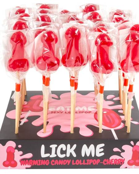 SECRETPLAY - CHERRY CANDY PENIS LOLLIPOP DISPLAY WITH SPICY HEAT EFFECT (40 UNITS)