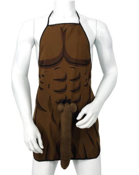 DIABLO PICANTE - MUSCULAR APRON WITH 3D PENIS IN BROWN TONE