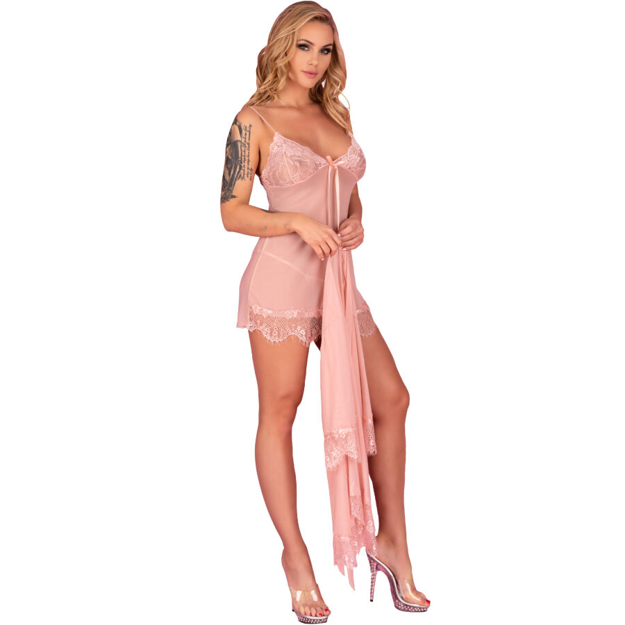 LIVCO CORSETTI FASHION - HYEONA 1710 BABYDOLL + TANGA ROSA S - Imagem de 3