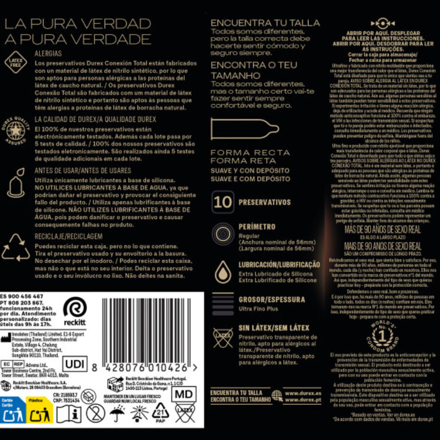 DUREX - TOTAL CONNECTION XL ULTRA FINE PLUS LATEX FREE 10 UNITS - Imagem de 5