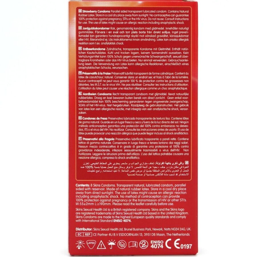 SKINS - STRAWBERRY PREMIUM CONDOMS PACK 8 - Imagem de 4