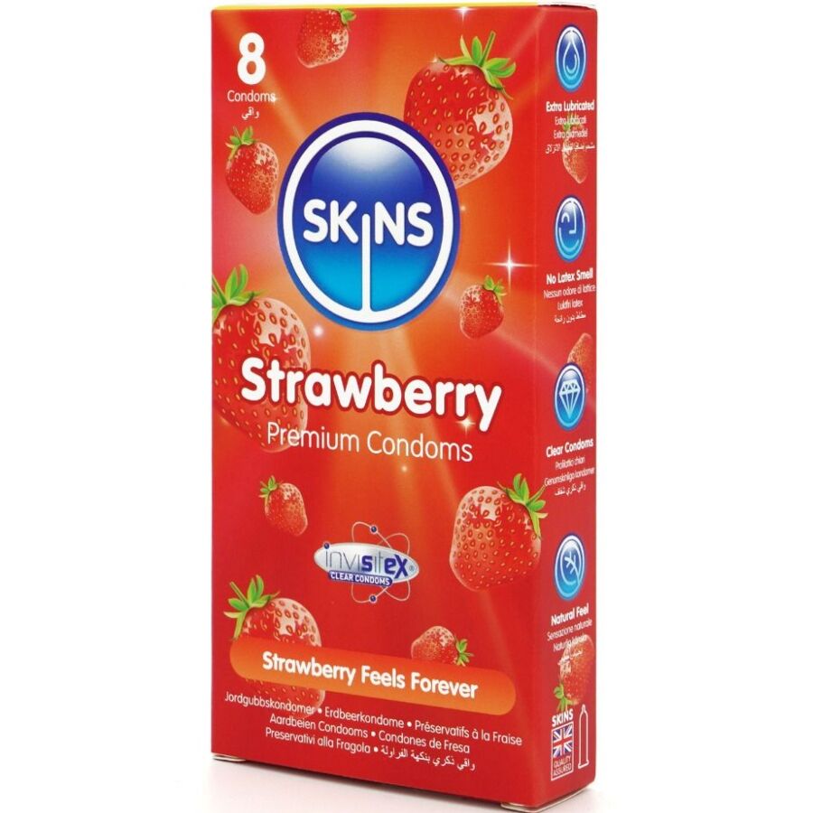 SKINS - STRAWBERRY PREMIUM CONDOMS PACK 8 - Imagem de 2