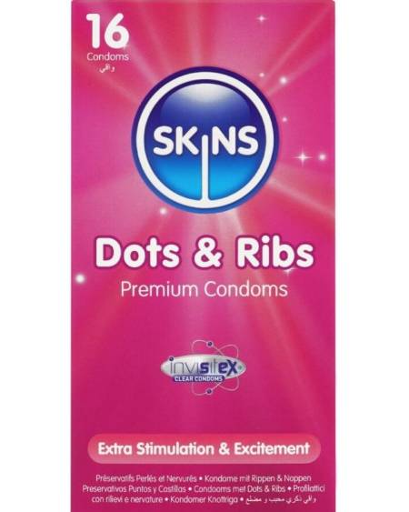 SKINS - DOTS  RIBS PREMIUM CONDOMS PACK 16