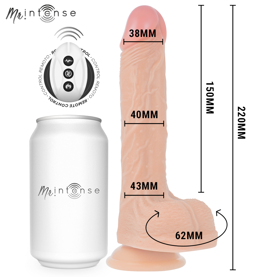 MR INTENSE - BROSNAN REALISTIC MULTIFUNCTIONAL WITH VIBRATION, UP AND DOWN REMOTE CONTROL, 22 CM - OR - 4 CM - Imagem de 2