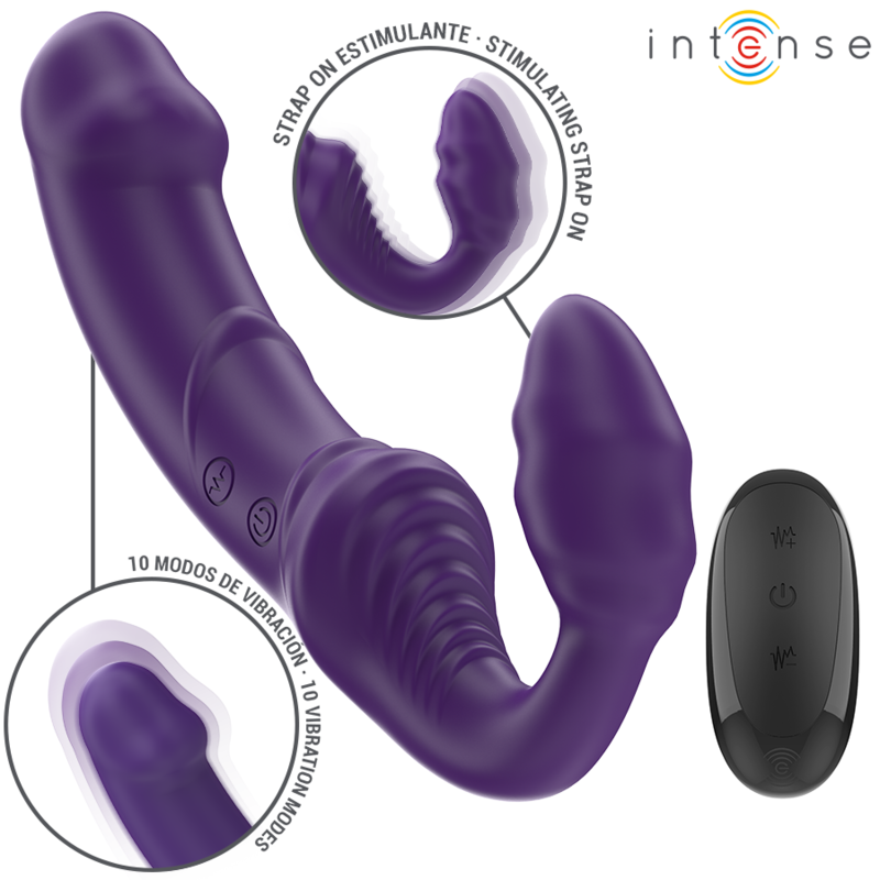 INTENSE - JILL DOUBLE VIBRATOR 20 CM PURPLE REMOTE CONTROL - Imagem de 2