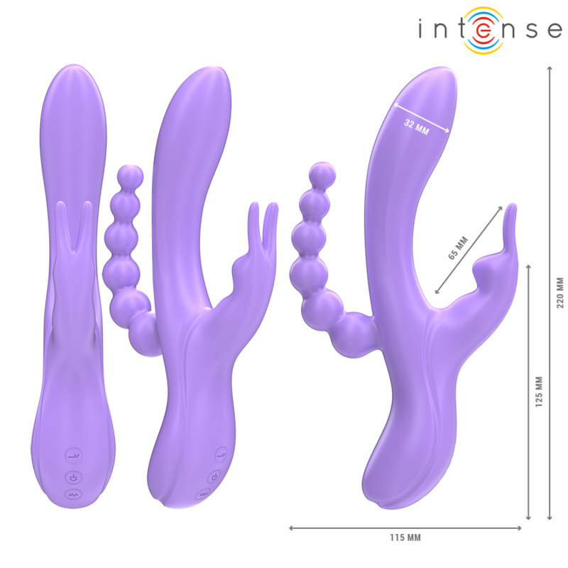 INTENSE - MIKO TRIPLE VIBRATOR RABBIT STIMULATOR ANAL 7 VIBRATIONS PURPLE - Imagem de 3