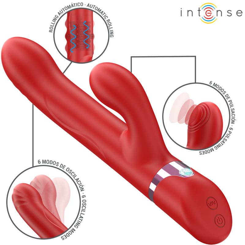 INTENSE - LELE MULTIFUNCTION VIBRATOR ROTATING OSCILLATION STIMULATION RED - Imagem de 2