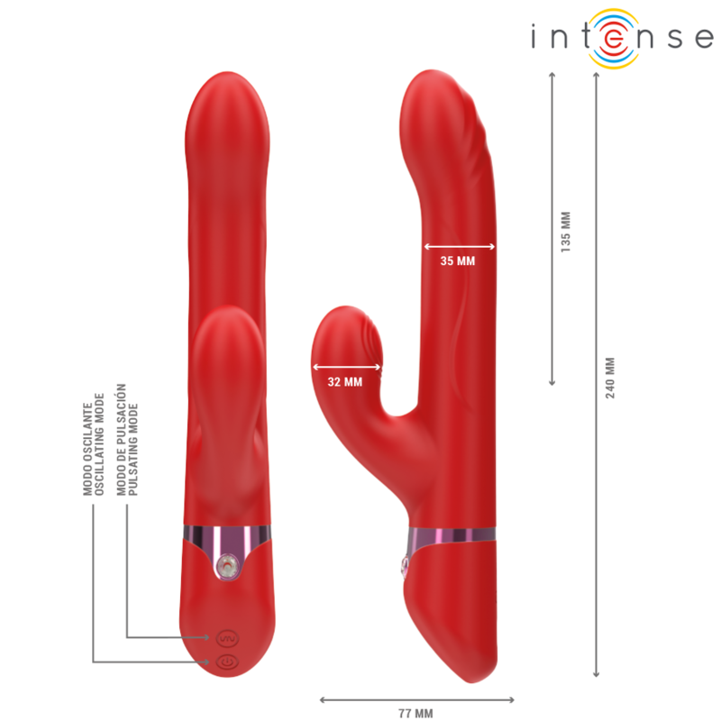 INTENSE - LELE MULTIFUNCTION VIBRATOR ROTATING OSCILLATION STIMULATION RED - Imagem de 3