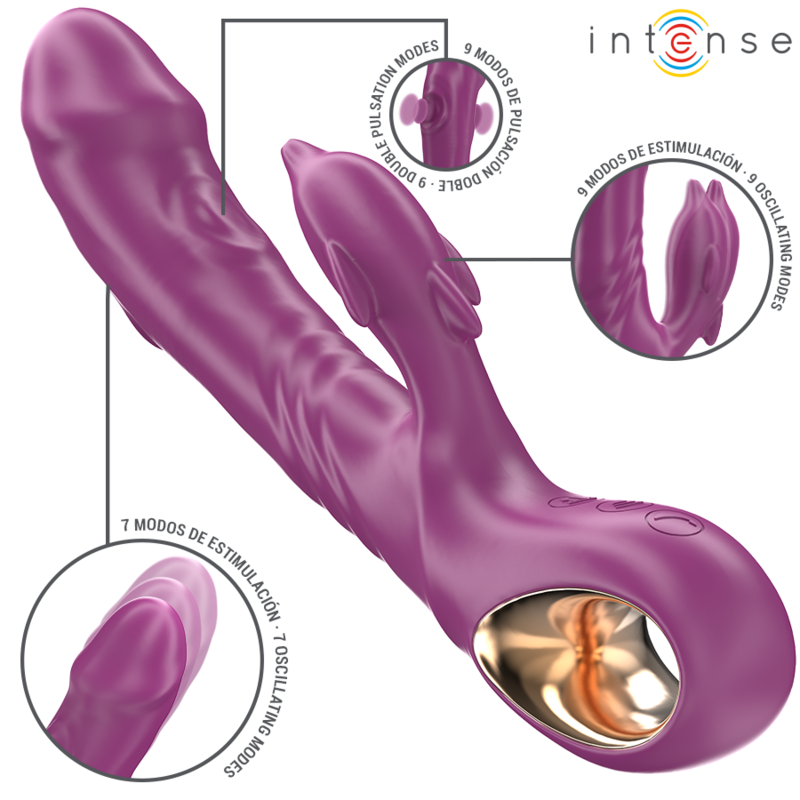 INTENSE - HALLE MULTIFUNCTION VIBRATOR WITH DOLPHIN STIMULATING TONGUE PURPLE - Imagem de 2