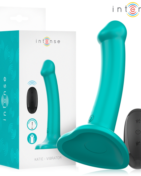 INTENSE - KATIE VIBRATOR WITH SUCTION CUP 10 VIBRATIONS BLUE REMOTE CONTROL