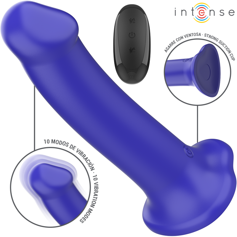 INTENSE - VICTORIA VIBRATOR WITH SUCTION CUP 10 VIBRATIONS DARK BLUE REMOTE CONTROL - Imagem de 2
