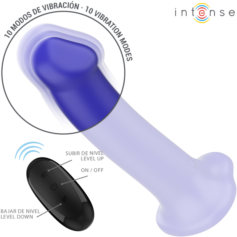 INTENSE - VICTORIA VIBRATOR WITH SUCTION CUP 10 VIBRATIONS DARK BLUE REMOTE CONTROL - Imagem de 4