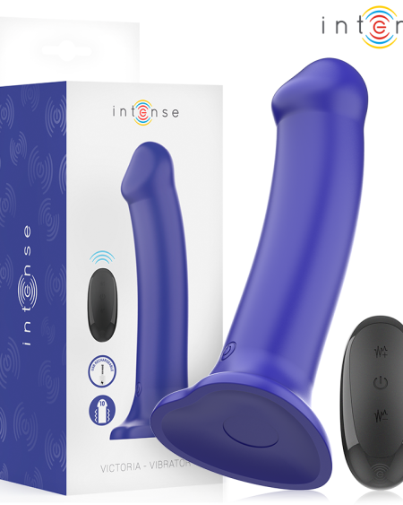 INTENSE - VICTORIA VIBRATOR WITH SUCTION CUP 10 VIBRATIONS DARK BLUE REMOTE CONTROL