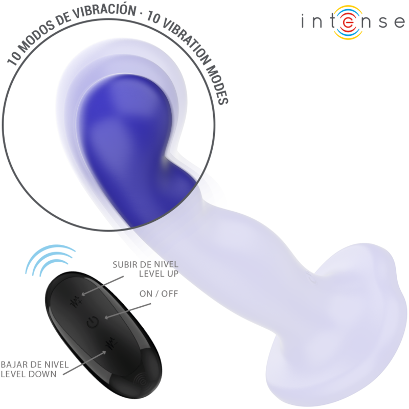 INTENSE - SHORTY VIBRATOR WITH SUCTION CUP BLUE REMOTE CONTROL - Imagem de 4