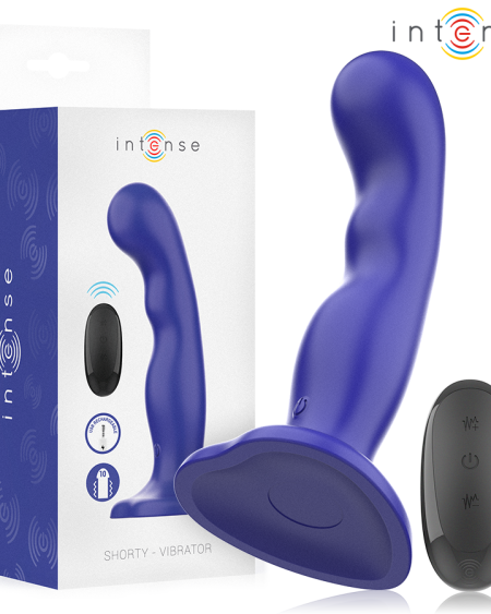 INTENSE - SHORTY VIBRATOR WITH SUCTION CUP BLUE REMOTE CONTROL