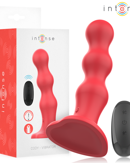 INTENSE - CODY VIBRATOR WITH SUCTION CUP RED REMOTE CONTROL