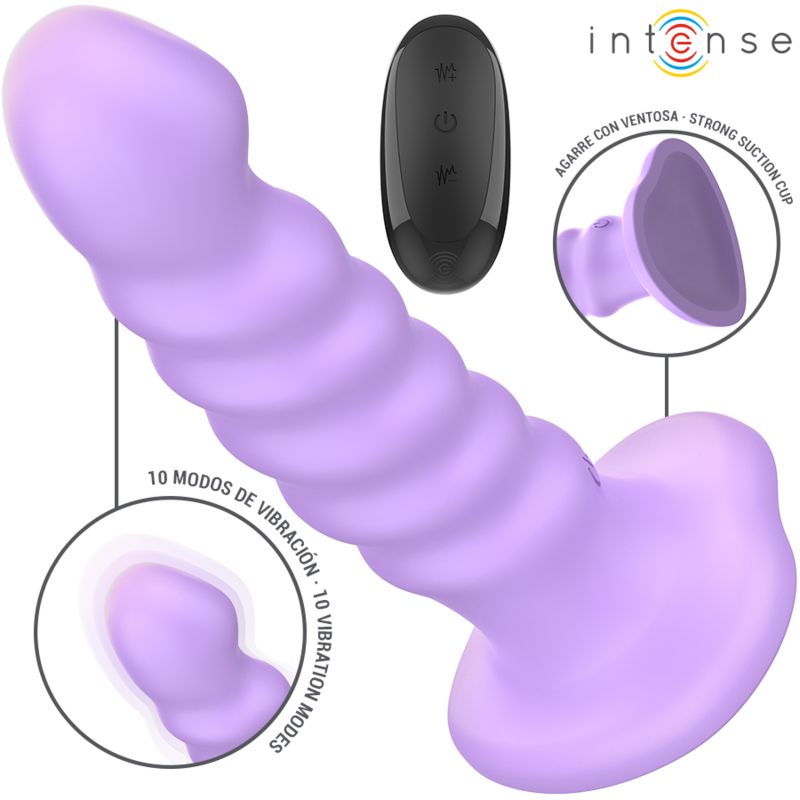 INTENSE - BRENDA VIBRATOR SIZE M SPIRAL DESIGN 10 VIBRATIONS PURPLE REMOTE CONTROL - Imagem de 2