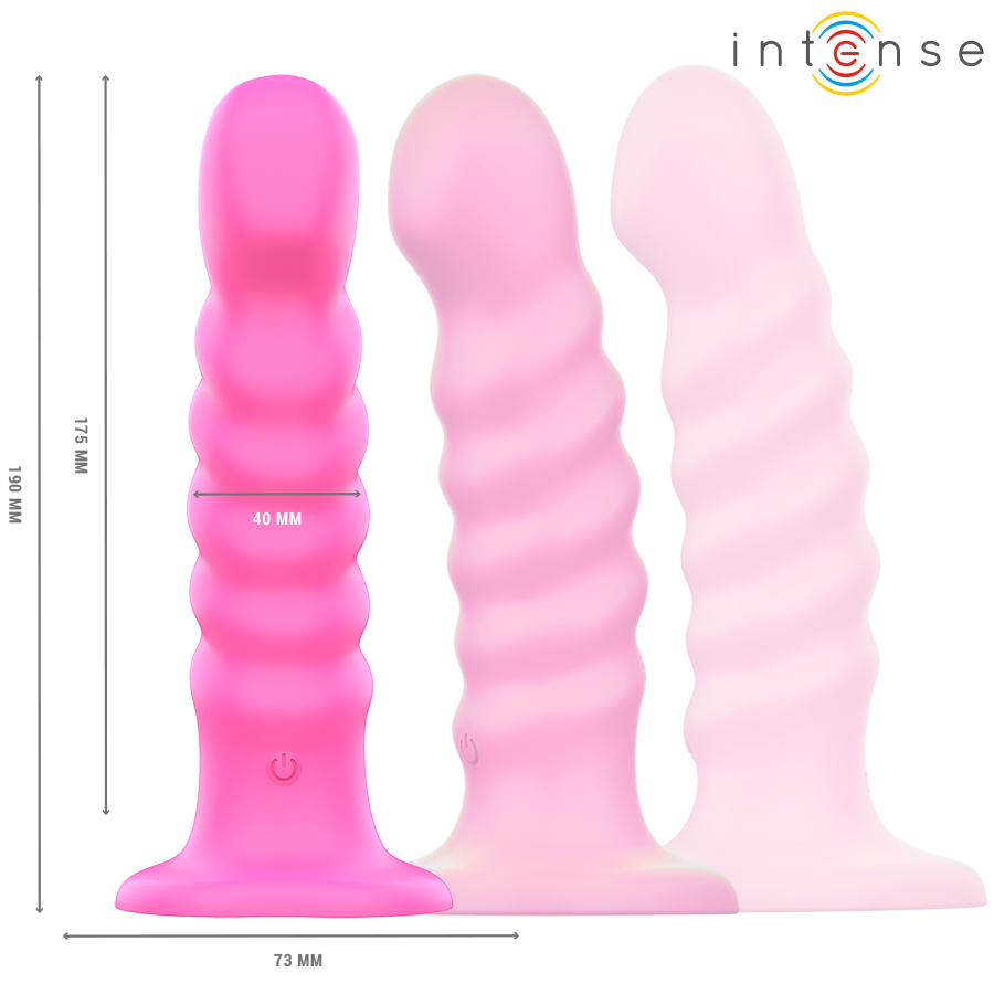 INTENSE - CINDY VIBRATOR SIZE L SPIRAL DESIGN 10 VIBRATIONS PINK REMOTE CONTROL - Imagem de 3