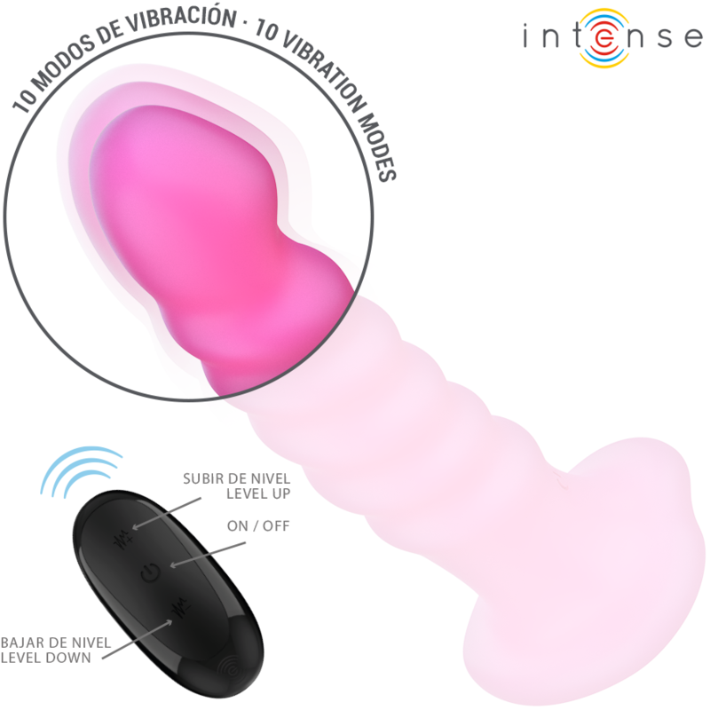 INTENSE - CINDY VIBRATOR SIZE L SPIRAL DESIGN 10 VIBRATIONS PINK REMOTE CONTROL - Imagem de 4