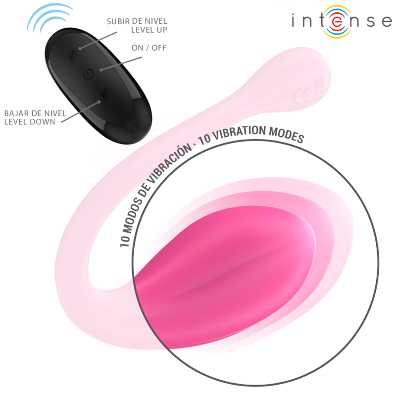INTENSE - JANICE U VIBRATOR DOUBLE STIMULATION 10 VIBRATIONS PINK REMOTE CONTROL - Imagem de 4