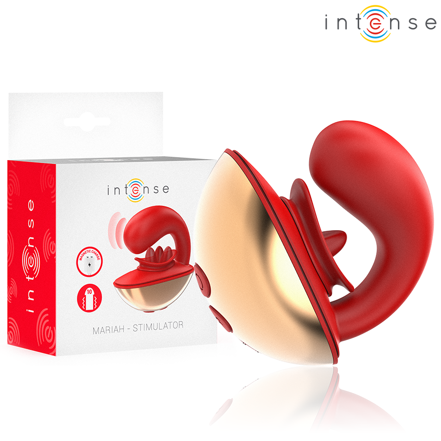 INTENSE - MARIAH VIBRATOR STIMULATOR IN U SHAPE 10 VIBRATIONS RED