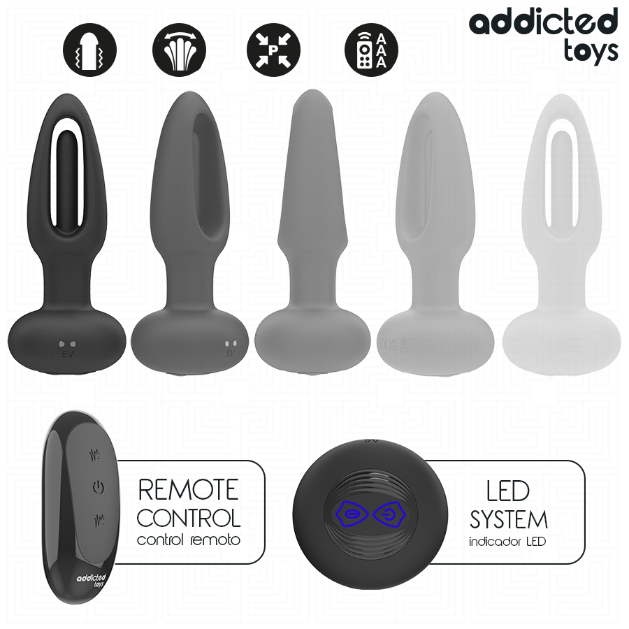 ADDICTED TOYS - ANAL PLUG WITH VIBRATING TONGUE AND REMOTE CONTROL - Imagem de 4