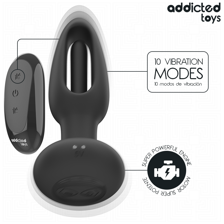 ADDICTED TOYS - ANAL PLUG WITH VIBRATING TONGUE AND REMOTE CONTROL - Imagem de 5