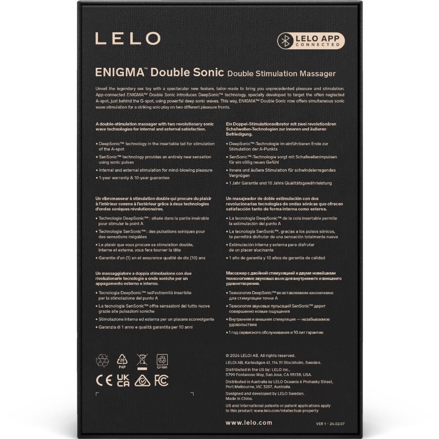 LELO - ENIGMA DOUBLE SONIC VIBRATOR POINT G BLACK - Imagem de 5