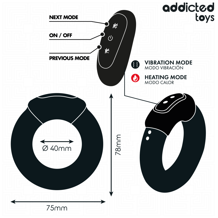 ADDICTED TOYS - HEATING EFFECT VIBRATING COCK RING REMOTE CONTROL - Imagem de 5