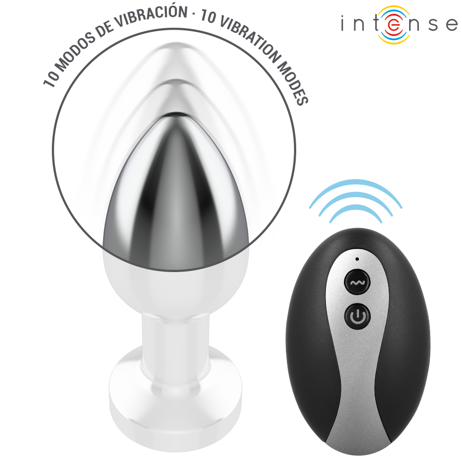 INTENSE - VIBRATING METAL ANAL PLUG WITH LED LIGHTS AND REMOTE CONTROL - SIZE S - Imagem de 3