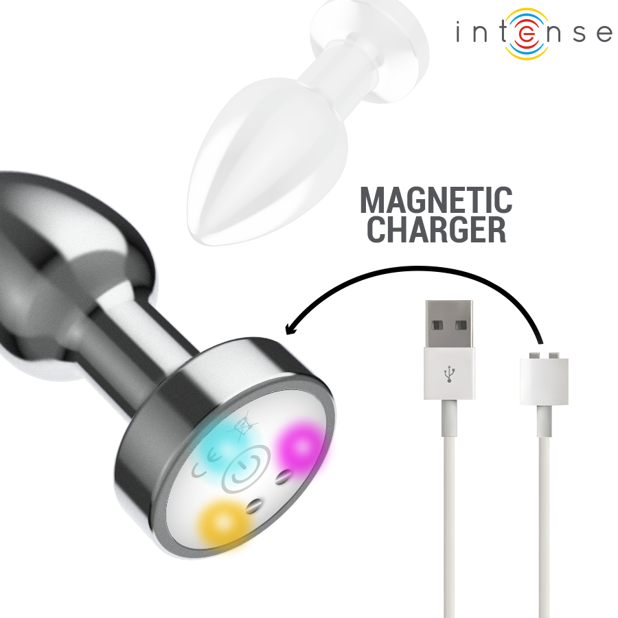 INTENSE - VIBRATING METAL ANAL PLUG WITH LED LIGHTS AND REMOTE CONTROL - SIZE M - Imagem de 5