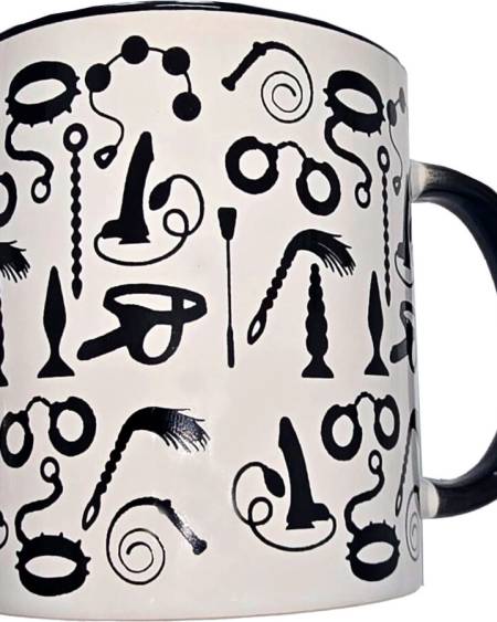 DIABLO PICANTE - WHITE BONDAGE MUG WITH BLACK HANDLE 370 ML