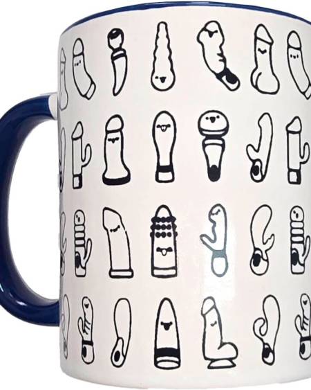 DIABLO PICANTE - WHITE VIBRATORS MUG WITH BLUE HANDLE 370 ML
