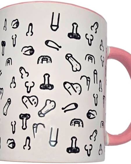 DIABLO PICANTE - WHITE PENIS MUG WITH PINK HANDLE 370 M
