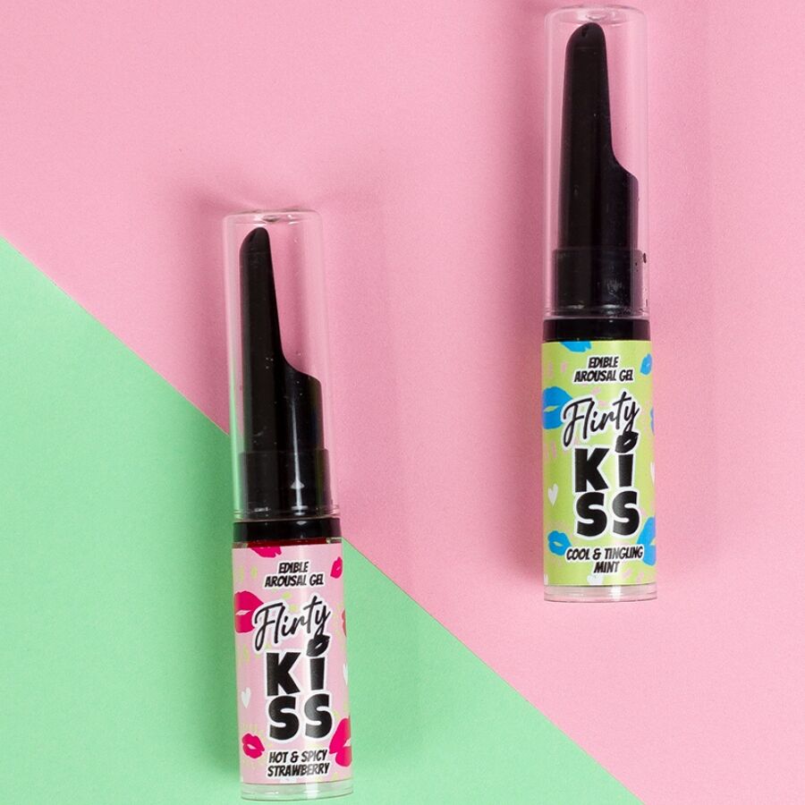SECRETPLAY - FLIRTY KISS GELS WITH ORAL SEX EFFECTS STRAWBERRY MINT 2 x 8 GR - Imagem de 4