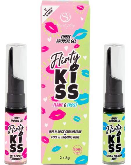 SECRETPLAY - FLIRTY KISS GELS WITH ORAL SEX EFFECTS STRAWBERRY  MINT 2 x 8 GR
